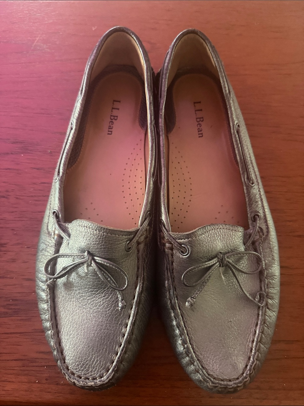 L.L. Bean Women's Metallic Pewter Moccasins